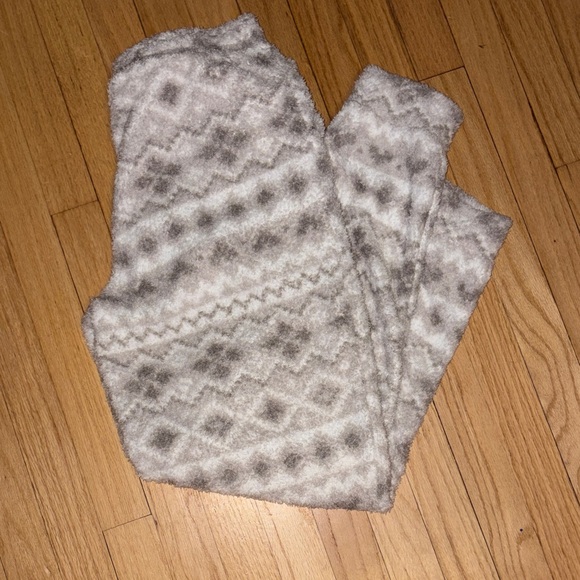 Cuddl Duds Pants - Cuddl Duds Cozy Fleece Pants in Cream and Gray